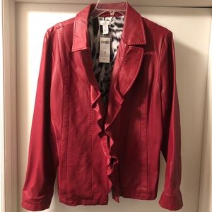Red Leather Jacket - Chico’s size 2